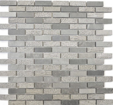 Motif main mosaïque carreau marbre pierre naturelle grise brique ciment de gravure MOS40-B49_m