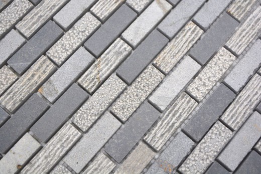 Mosaïque Marbre Pierre naturelle gris gris ciment anthracite Brick aspect brique Carving Carrelage cuisine - MOS40-B49