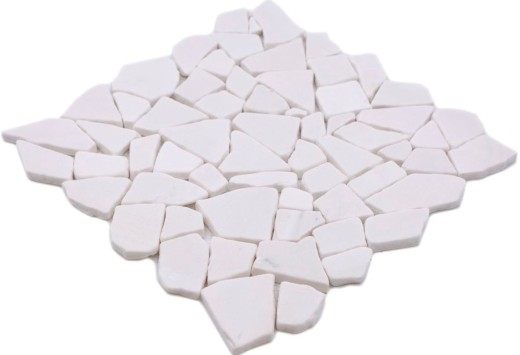 Mosaïque Fracture Marbre Pierre Naturelle Polygonale blanche Carrelage mural Carreau de cuisine - MOS44-0102