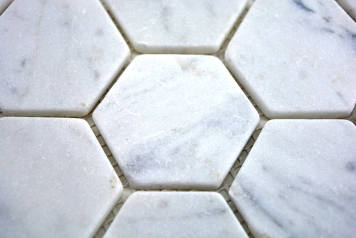 Échantillon manuel Carreau de mosaïque Marbre Pierre naturelle Hexagone Marbre blanc aspect Carrare MOS44-0103_m