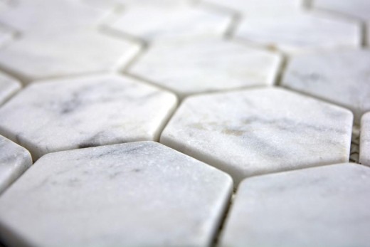 Marbre Mosaïque Carreau en pierre naturelle Hexagon blanc anthracite Carrara Carreau mural - MOS44-0103