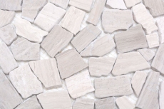 Mosaïque brisée Marbre Pierre naturelle Polygonal Gris rayures gris clair argenté Carrelage mural Cuisine - MOS44-0202