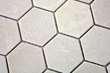 Motif main Carreau de mosaïque Marbre Pierre naturelle beige Hexagone Marbre Botticino Anticato MOS42-1212_m