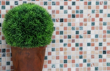 Motif main Carreau de mosaïque Marbre Pierre naturelle crème beige rouge vert Random MOS38-1204_m