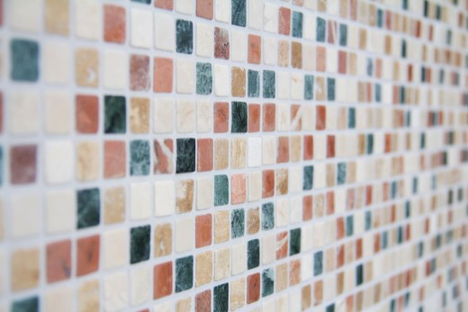 Marbre Mosaïque Pierre Naturelle Crème Beige Rouge Vert Random mini Carré Carrelage Salle de Bains - MOS38-1204
