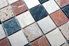 Marbre Mosaïque Carreau pierre naturelle crème beige rouge vert Random mur de douche - MOS42-1204