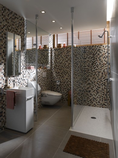 Marbre Mosaïque Carreau pierre naturelle crème beige rouge vert Random mur de douche - MOS42-1204