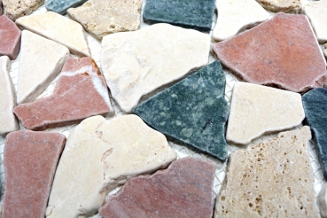 Mosaïque Marbre Pierre Naturelle Crème Beige Rouge Vert Rupture Ciot Random MOS44-1204_f