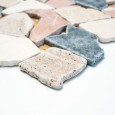 Mosaïque Marbre Pierre Naturelle Crème Beige Rouge Vert Rupture Ciot Random MOS44-1204_f
