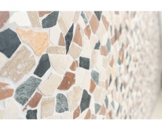 Mosaïque Fracture Marbre Pierre Naturelle Crème Beige Rouge Vert Polygonal Bordures Anti-éclaboussures Carrelage Cuisine - MOS44-1204