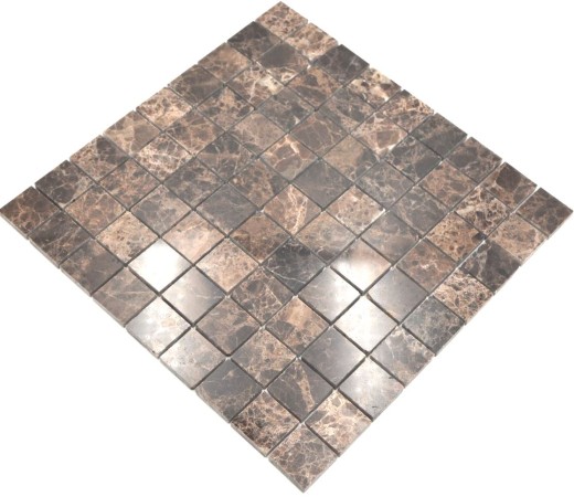 Marbre Mosaïque Carreau pierre naturelle brun foncé mix poli brillant Carrelage cuisine - MOS42-1306