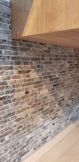Mosaïque marbre pierre naturelle Brick composite baguettes Impala brun foncé poli brillant carrelage salle de bain - MOS40-1306