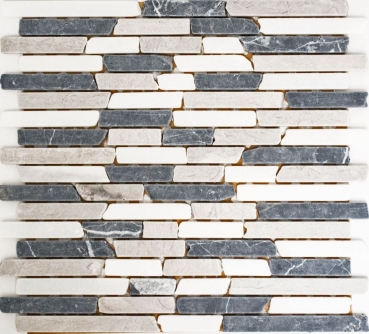 Échantillon manuel de mosaïque Carreau de marbre Pierre naturelle beige gris noir Brick Botticino Nero MOS40-0204_m