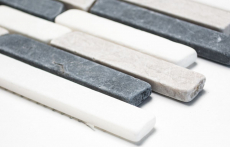 Échantillon manuel de mosaïque Carreau de marbre Pierre naturelle beige gris noir Brick Botticino Nero MOS40-0204_m