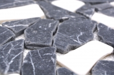 Mosaïque Fracture Marbre Pierre naturelle blanc noir anthracite Polygonal Carrelage Anti-éclaboussures Cuisine Salle de Bains - MOS44-0204