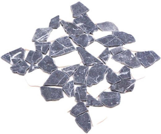 Mosaïque Fracture Marbre Pierre naturelle blanc noir anthracite Polygonal Carrelage Anti-éclaboussures Cuisine Salle de Bains - MOS44-0204