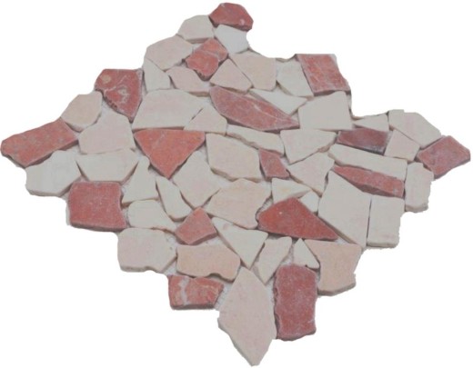Mosaïque brisée Marbre pierre naturelle rouge beige Polygonal Rosso Verona protection anti-éclaboussures carrelage mur cuisine - MOS44-1002