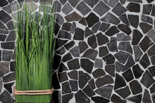 Mosaïque brisée marbre pierre naturelle gris anthracite polygonal carrelage mur cuisine salle de bain - MOS44-30-120
