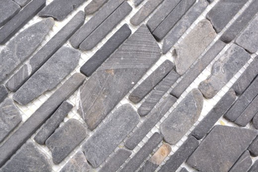 Mosaïque marbre pierre naturelle gris anthracite mosaïque brique assemblage carrelage mur parement - MOS40-0210