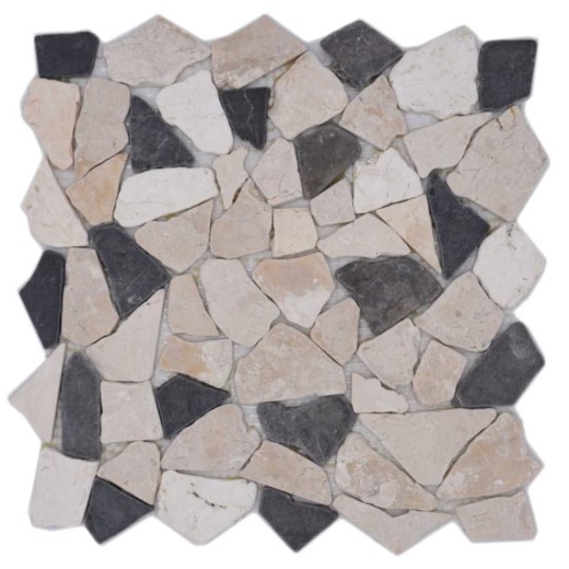 Mosaïque brisée Marbre Pierre naturelle beige crème noir anthracite Polygonal Carreau de cuisine - MOS44-30-110