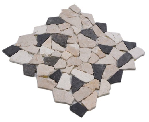 Mosaïque brisée Marbre Pierre naturelle beige crème noir anthracite Polygonal Carreau de cuisine - MOS44-30-110