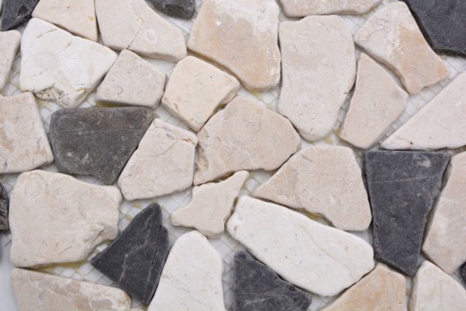 Mosaïque brisée Marbre Pierre naturelle beige crème noir anthracite Polygonal Carreau de cuisine - MOS44-30-110