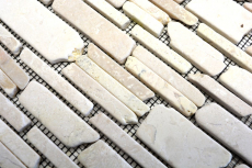 Motif main Carreau de mosaïque Marbre Pierre naturelle beige clair Mosaïque de briques Biancone MOS40-0200_m