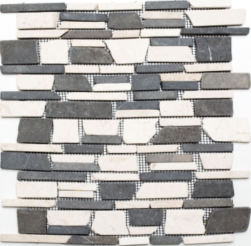 Mosaïque Marbre Pierre naturelle beige noir Mosaïque de briques BianconeJava MOS40-0205_f