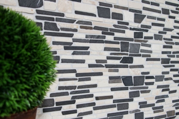 Mosaïque Marbre Pierre naturelle beige noir Mosaïque de briques BianconeJava MOS40-0205_f