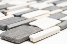 Mosaïque Marbre Pierre naturelle beige noir Mosaïque de briques BianconeJava MOS40-0205_f