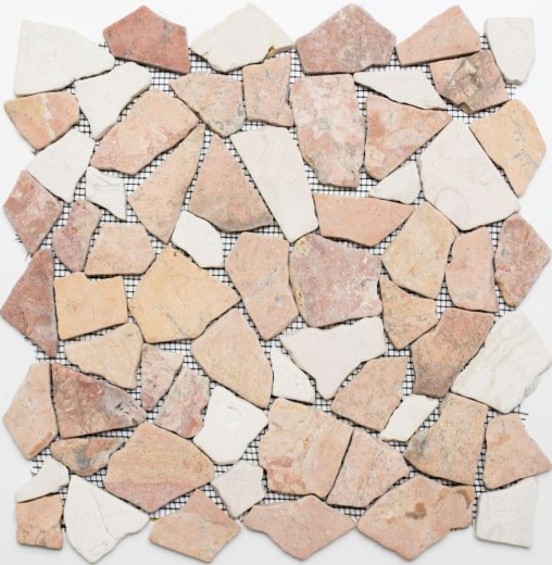 Mosaïque brisée Marbre Pierre naturelle beige rouge Polygonal Rosso Cream Carrelage muraux Cuisine - MOS44-30-130