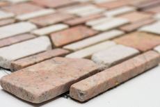 Motif main Carreau de mosaïque Marbre Pierre naturelle beige rouge Mosaïque de briques Biancone Rosso MOS40-0225_m