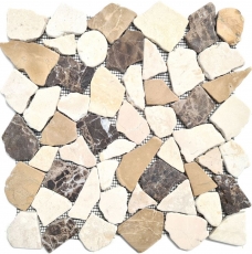 Marbre Bruch Pierre naturelle beige marron Polygonal Castanao Cream Carreaux de parement mural - MOS44-30-190