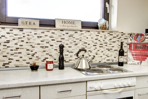 Mosaïque marbre pierre naturelle beige marron crème Brick Castanao composé de bâtonnets carrelage mur cuisine - MOS40-0195