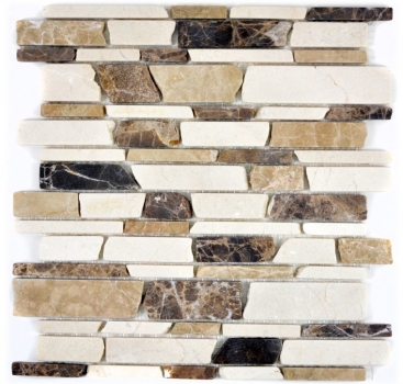 Mosaïque Marbre Pierre naturelle beige marron Mosaïque de briques Castanao Biancone MOS40-12-295_f