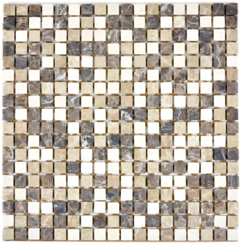 Motif main Carreau de mosaïque Marbre Pierre naturelle beige brun Castanao Biancone MOS38-1213_m