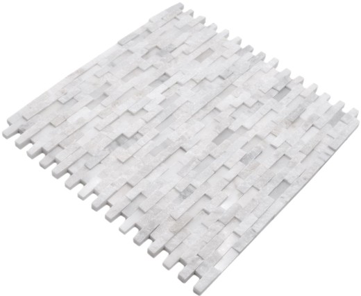 Marbre Mosaïque Carreau de pierre naturelle Brick assemblage mural blanc aspect 3D Carreau mural WC - MOS40-3D11