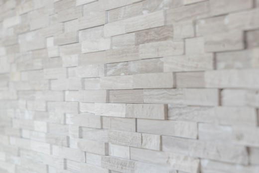 Splitface Marbre Mosaïque Mur de pierre Pierre naturelle Brick gris clair rayures Carreau de mur - MOS40-3D20