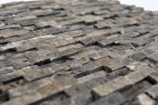 Mosaïque Marbre Pierre naturelle brun clair Brick Splitface Emperador 3D petit MOS40-3D76_f