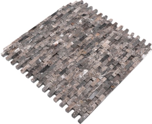Splitface Marbre Mosaïque Mur de pierre Pierre naturelle brun foncé Brick Pansement mural 3D optique cuisine salle de bain - MOS40-3D76