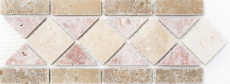 Borde Bordure Travertin Pierre naturelle beige crème rouge teracotta brun Bordure décorative aspect antique mur cuisine salle de bain - MOSBOR-60204
