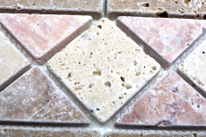 Borde Bordure Travertin Pierre naturelle beige crème rouge teracotta brun Bordure décorative aspect antique mur cuisine salle de bain - MOSBOR-60204