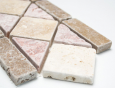 Borde Bordure Travertin Pierre naturelle beige crème rouge teracotta brun Bordure décorative aspect antique mur cuisine salle de bain - MOSBOR-60204