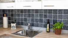 Carreau de marbre Pierre naturelle Nero noir anthracite gris foncé Carreau de pierre naturelle aspect antique Carreau de sol cuisine mur - MOSF-45-46093