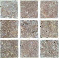 Carreau Travertin Pierre naturelle Noce noyer brun Carreau en pierre naturelle aspect antique Carreau de douche Paroi de douche Carreau de cuisine - MOSF-45-46116