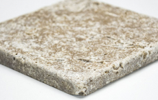 Carreau Travertin Pierre naturelle Noce noyer brun Carreau en pierre naturelle aspect antique Carreau de douche Paroi de douche Carreau de cuisine - MOSF-45-46116