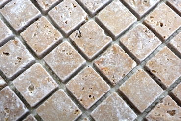 Travertin Carreaux mosaïque terrasse mur sol pierre naturelle noyer brun receveur de douche mur carrelage cuisine - MOS43-44023