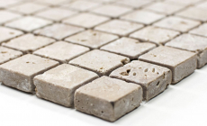 Travertin Carreaux mosaïque terrasse mur sol pierre naturelle noyer brun receveur de douche mur carrelage cuisine - MOS43-44023