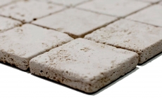 Travertin Carreaux de mosaïque Terrasse Mur Sol Pierre naturelle Medio beige clair crème Parement mural Bac de douche Carreau de cuisine - MOS43-46048