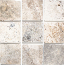 Carreau Travertin Pierre naturelle Silver argent blanc gris clair Carreau pierre naturelle argent aspect antique Carreau de douche Carreau mural cuisine - MOSF-45-47010